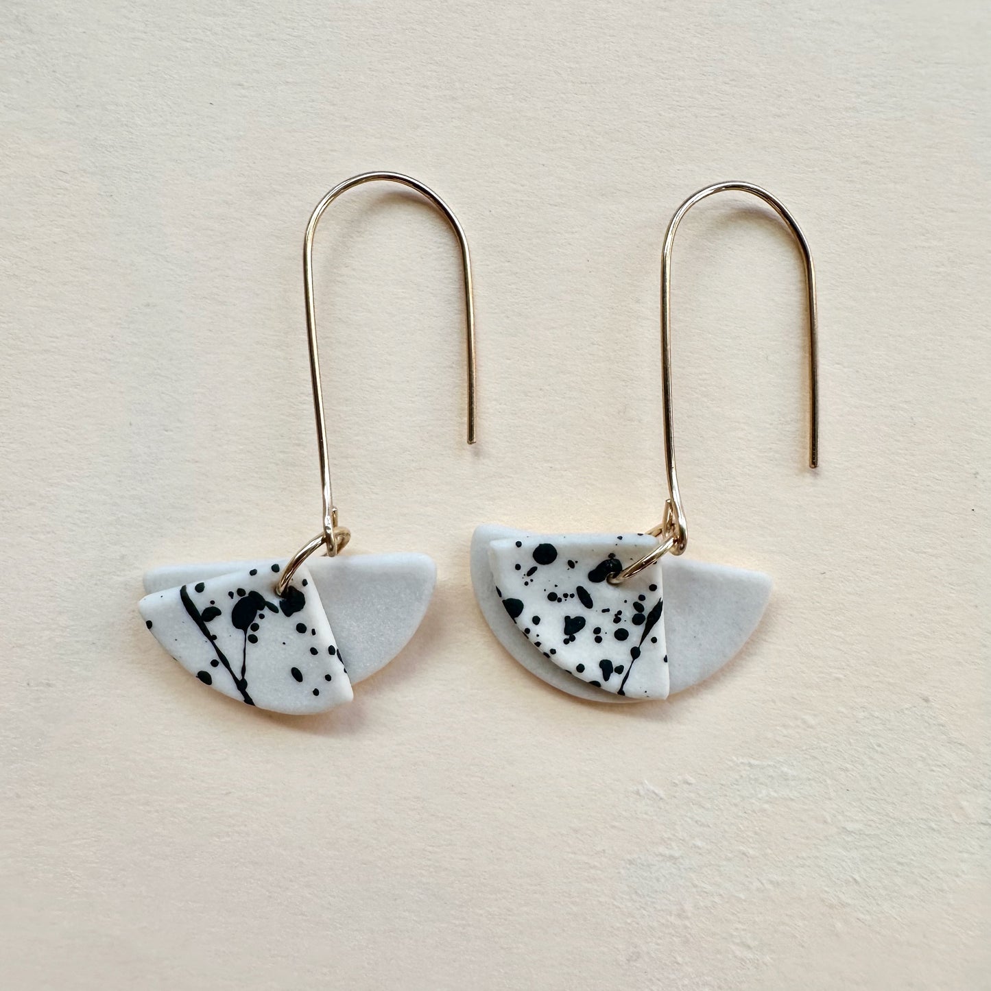 Layered moons dangle earring