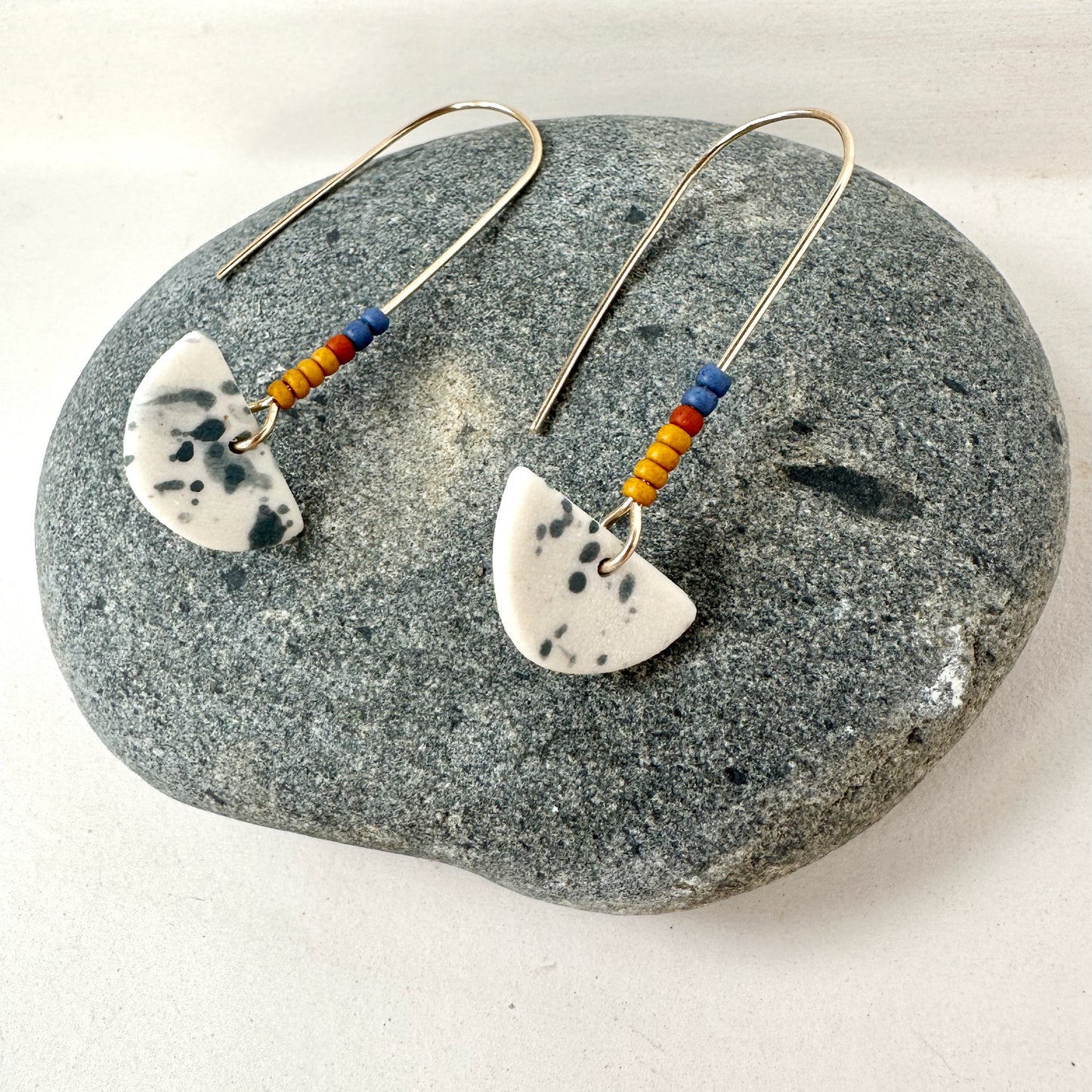 Beaded half-moon dangle earring