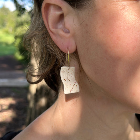 Wide wave dangle earring