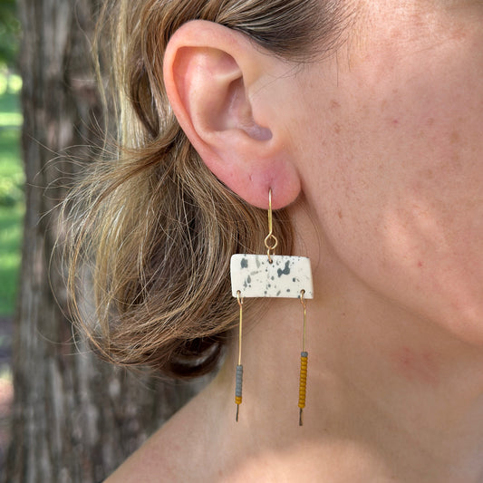 Beaded balance dangle earring