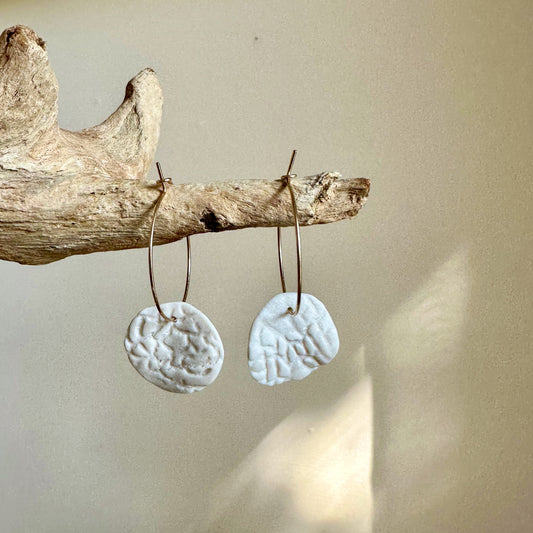 Coral petal hoop earring