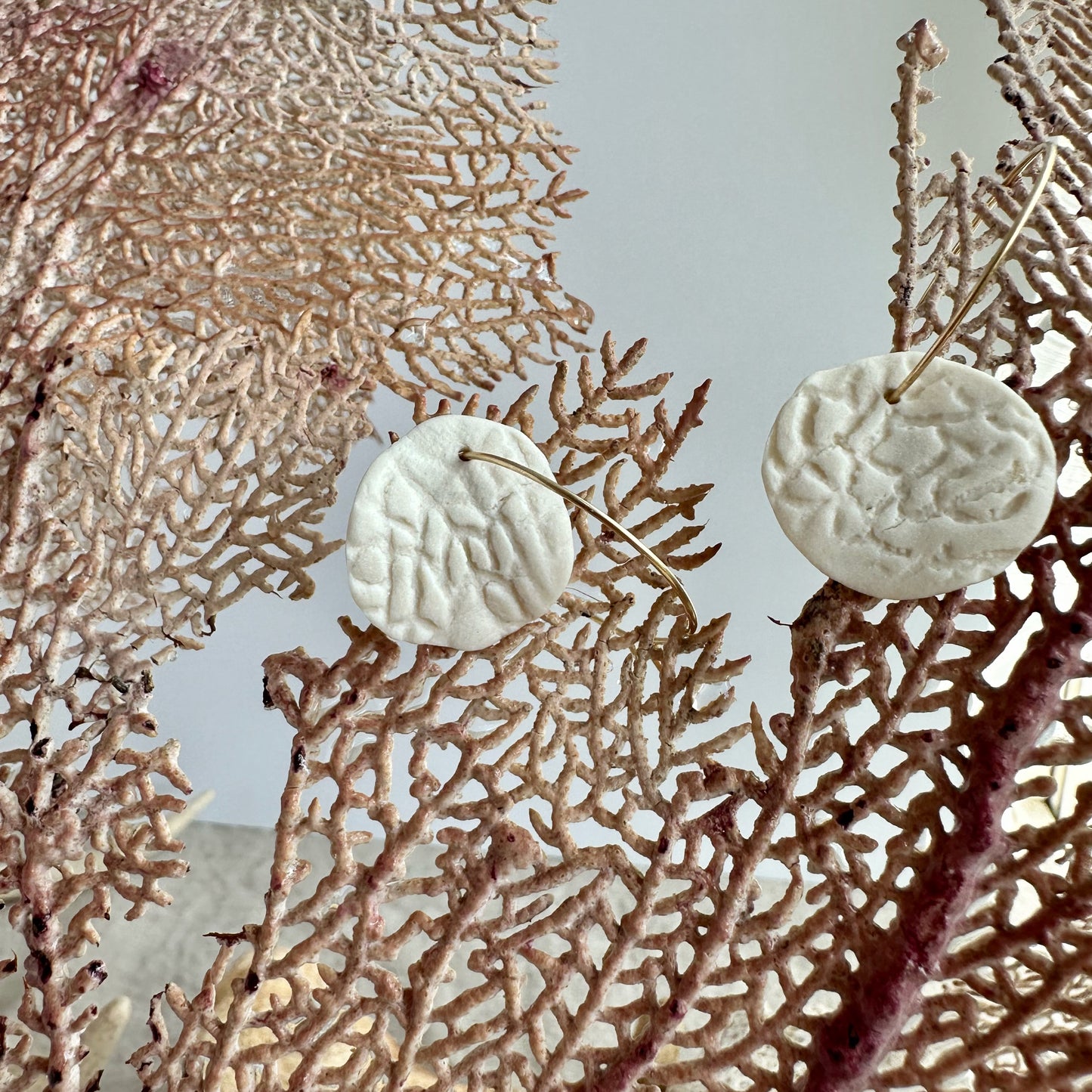 Coral petal hoop earring