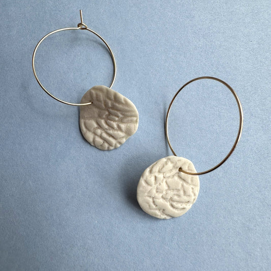 Coral petal hoop earring