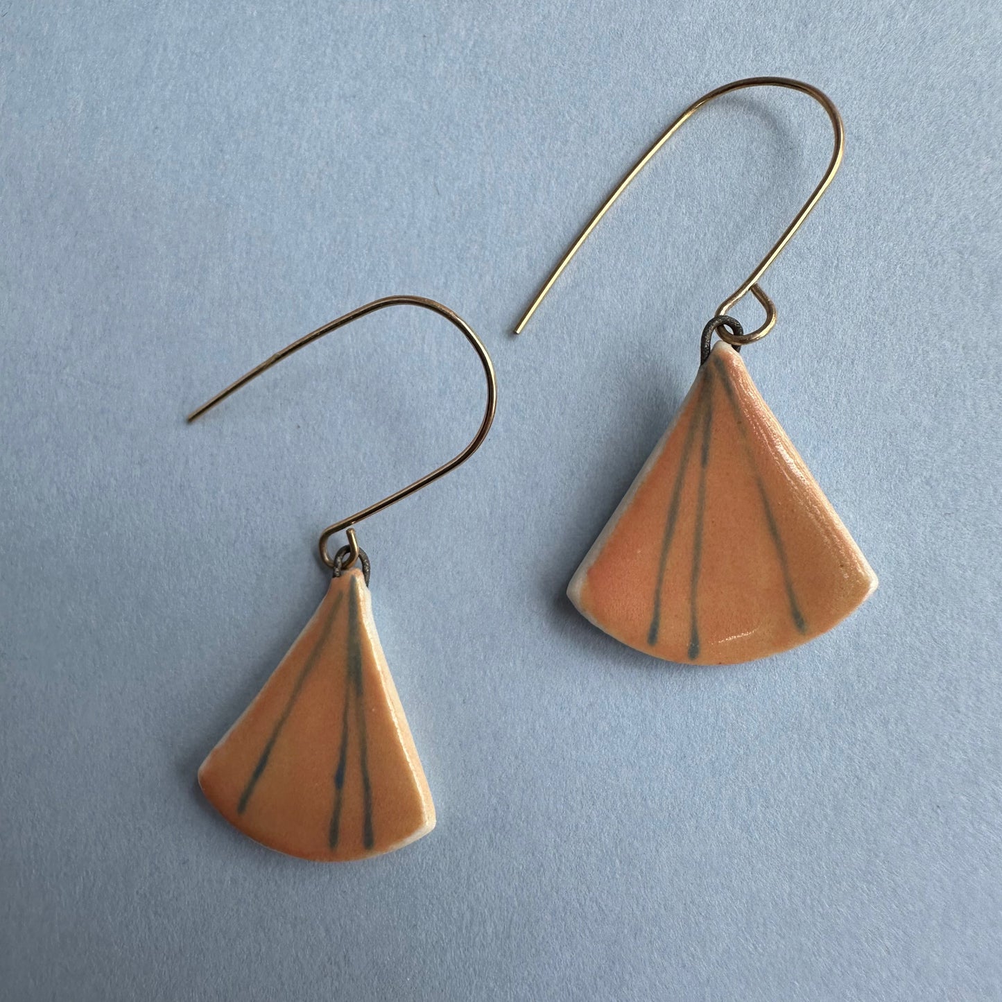 Painted fan dangle earring