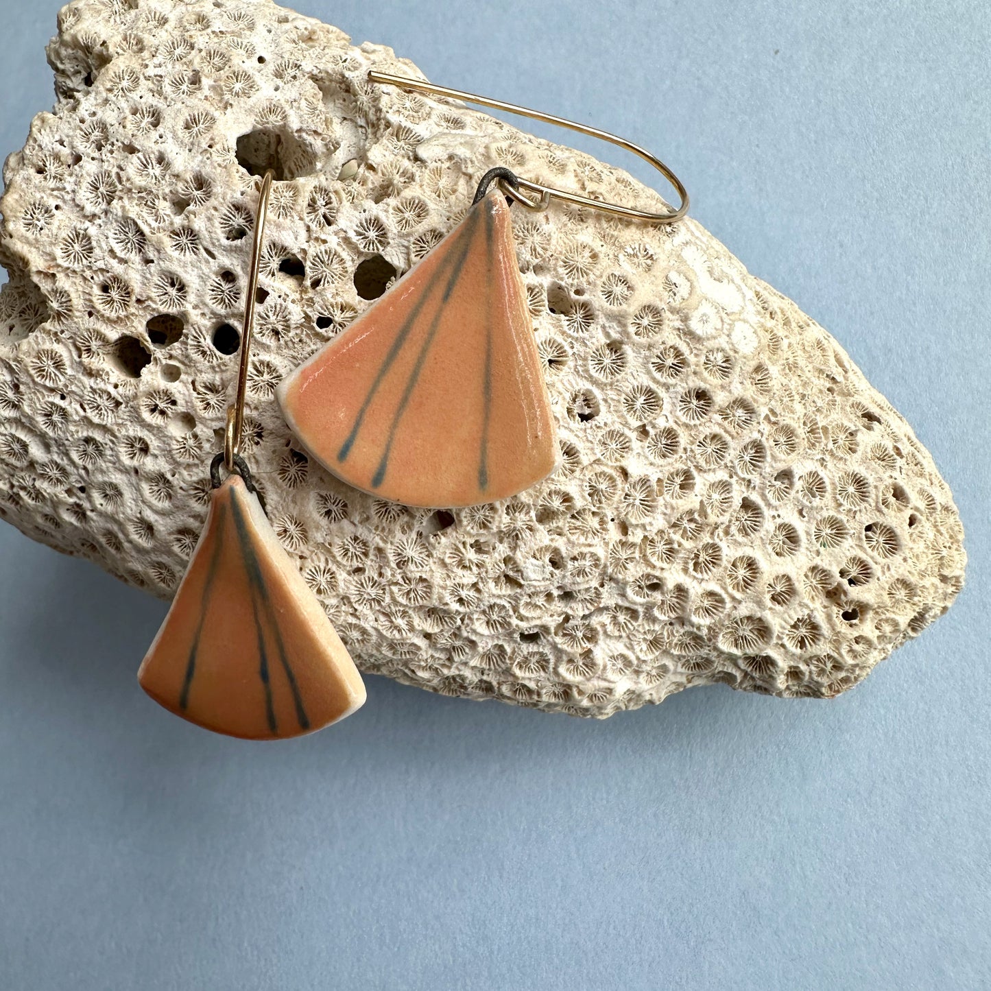 Painted fan dangle earring