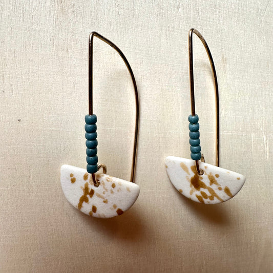Beaded half-moon dangle earring