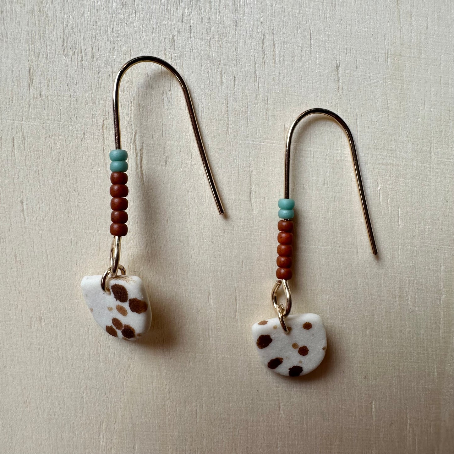 Beaded mini half-moon dangle earring