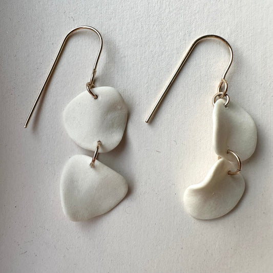 Double petal chain dangle earring