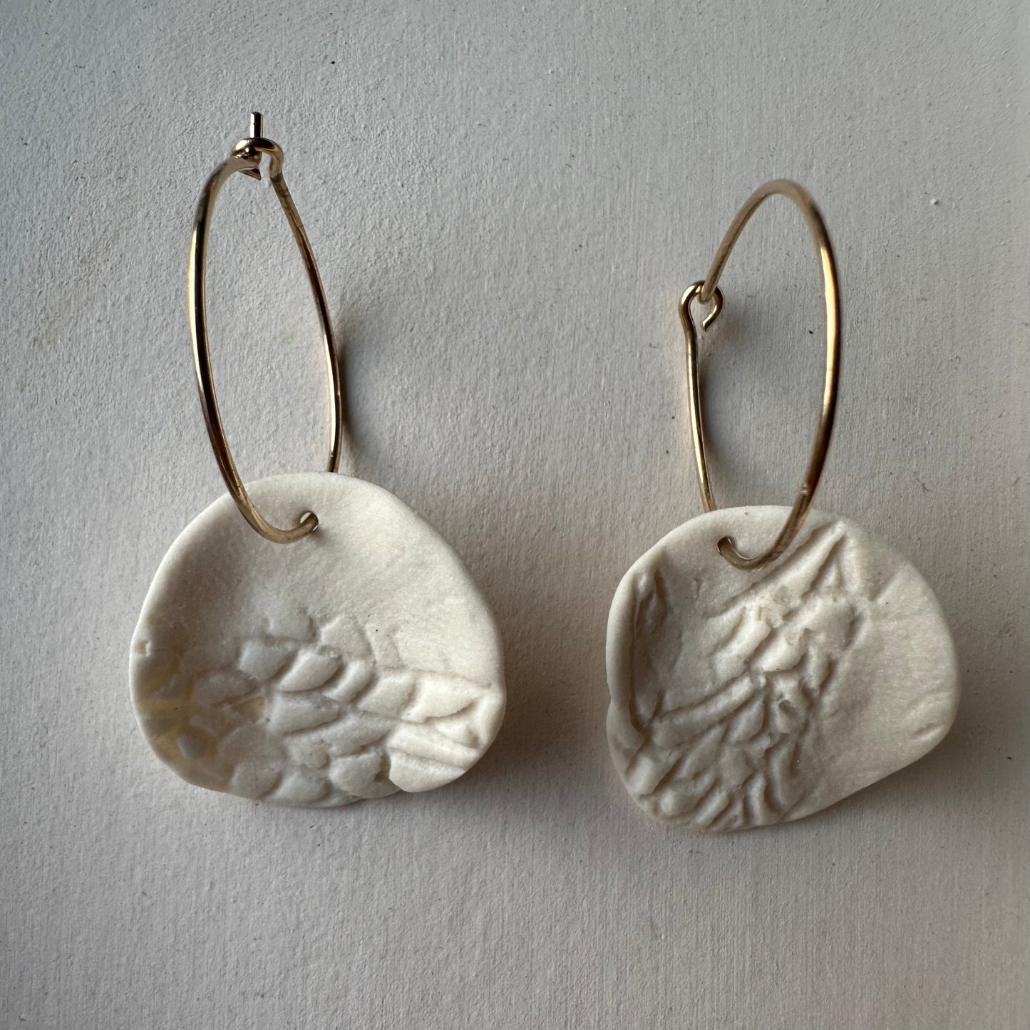 Coral petal hoop earring