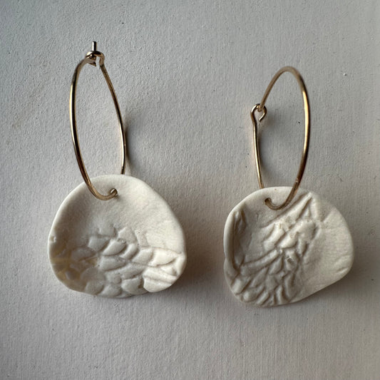 Coral petal hoop earring