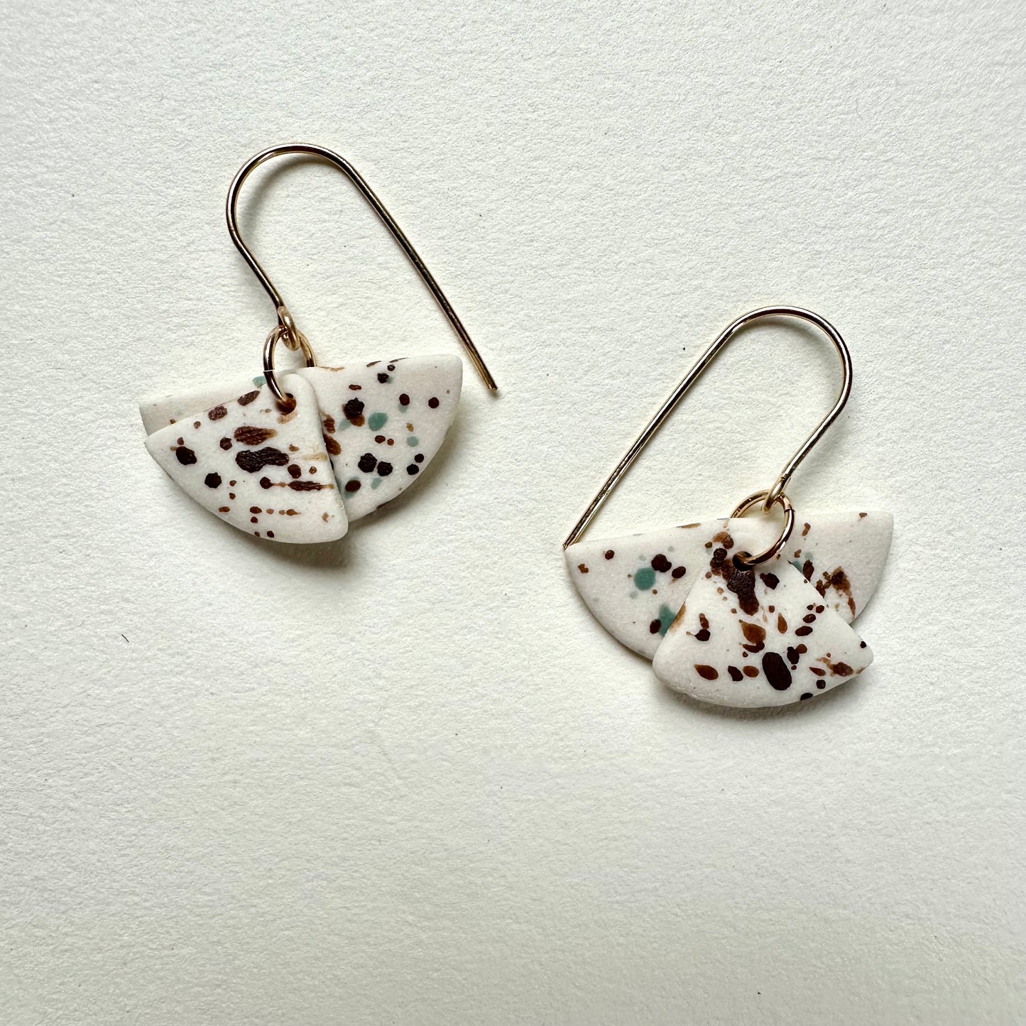 Layered moons flicker dangle earring- cocoa rust