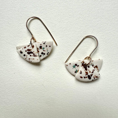 Layered moons flicker dangle earring- cocoa rust