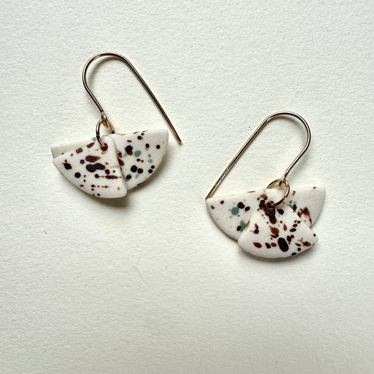 Layered moons flicker dangle earring- cocoa rust