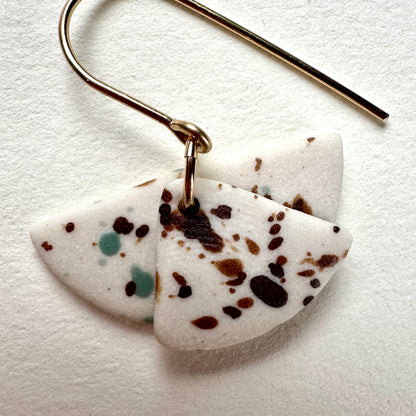 Layered moons flicker dangle earring- cocoa rust