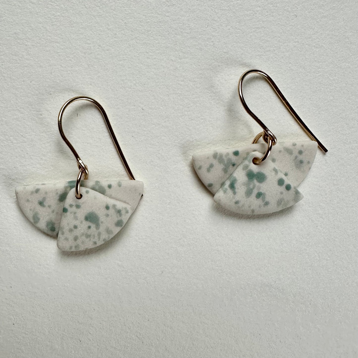 Layered moons flicker dangle earring- aqua