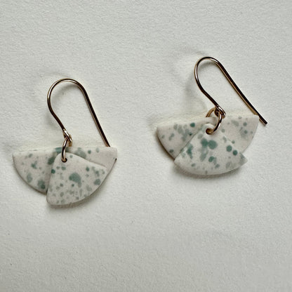 Layered moons flicker dangle earring- aqua