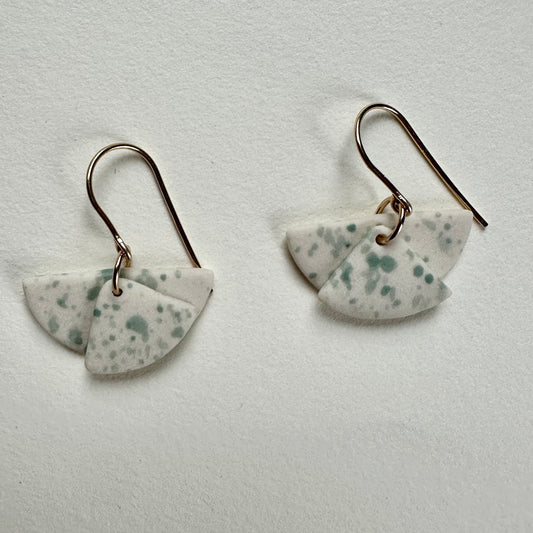 Layered moons flicker dangle earring- aqua