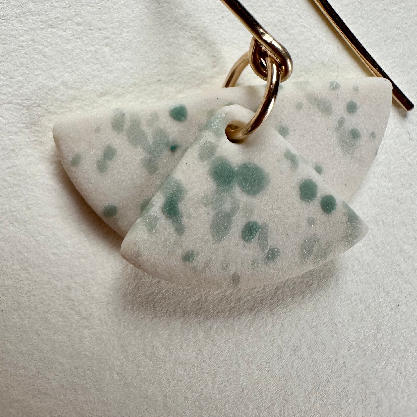 Layered moons flicker dangle earring- aqua