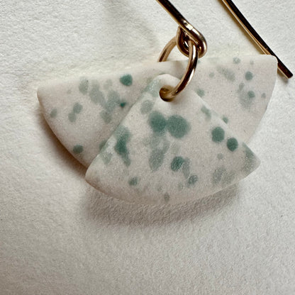 Layered moons flicker dangle earring- aqua