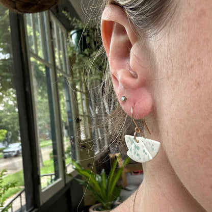 Layered moons flicker dangle earring- aqua