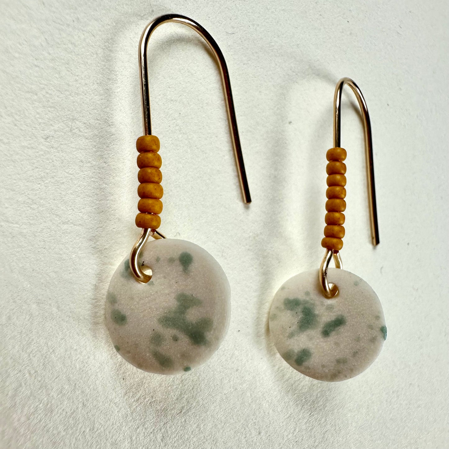 Beaded flicker full moon  dangle earring- aqua mustard