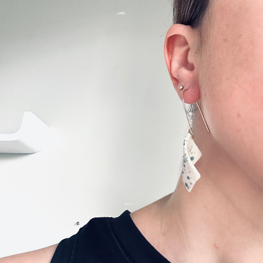 splattered porcelain curl earring