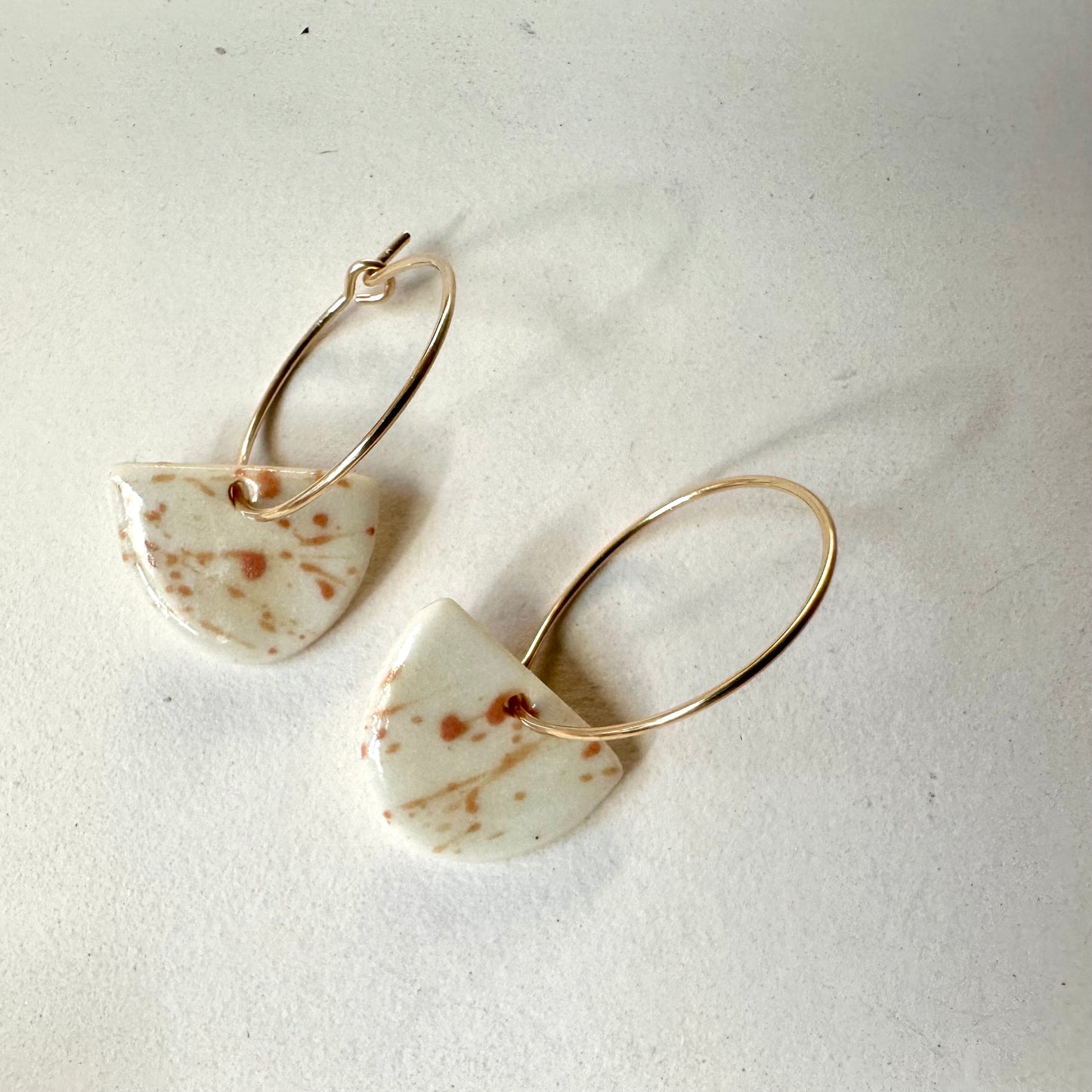 half-moon splatter hoop earring