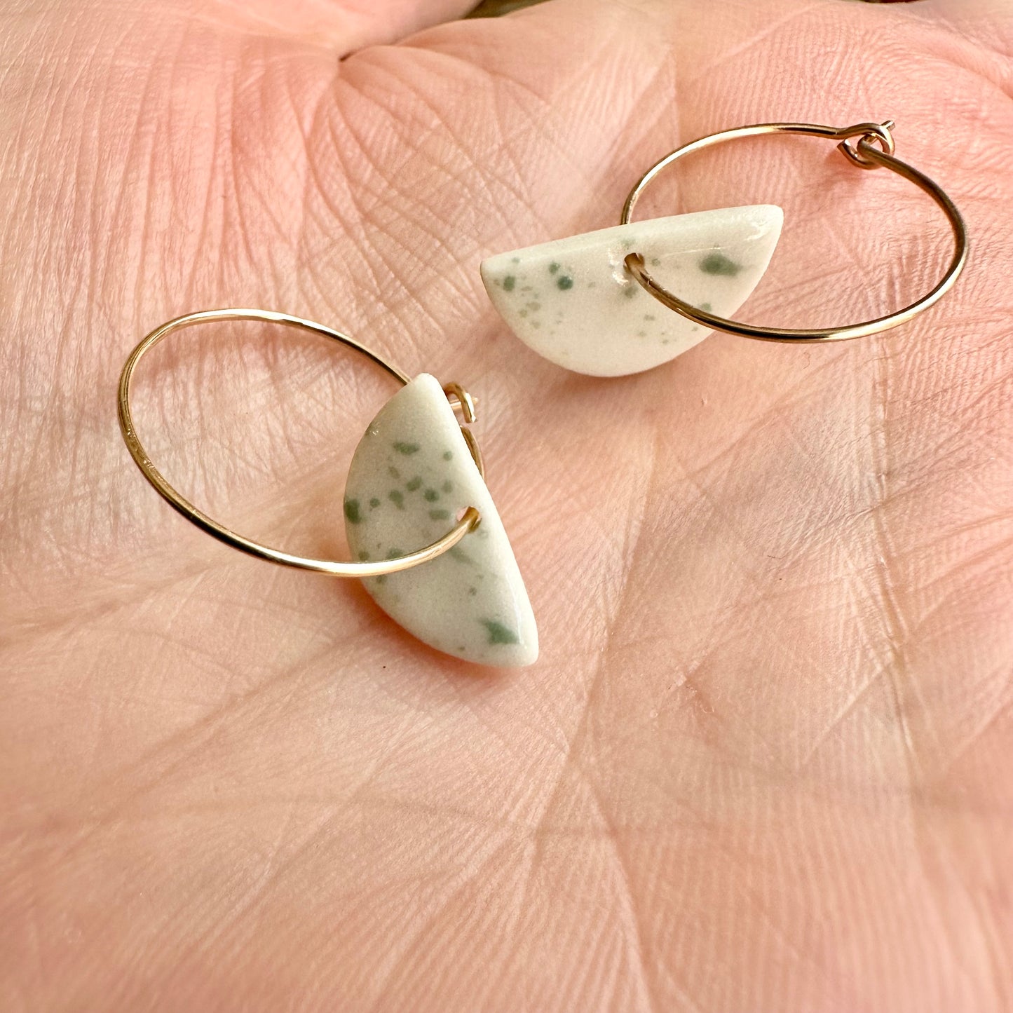 half-moon splatter hoop earring