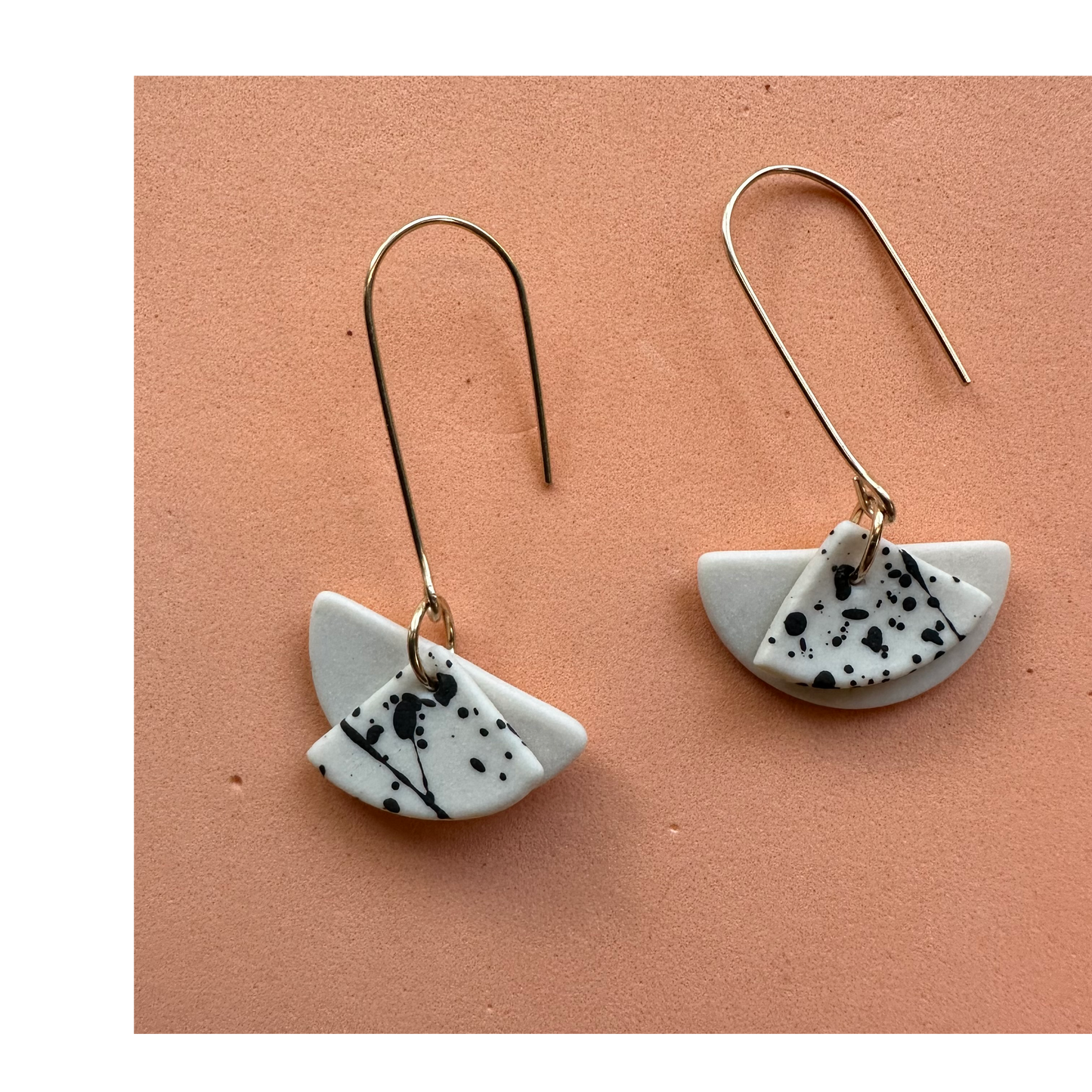 layered splatter + bare dangle earring