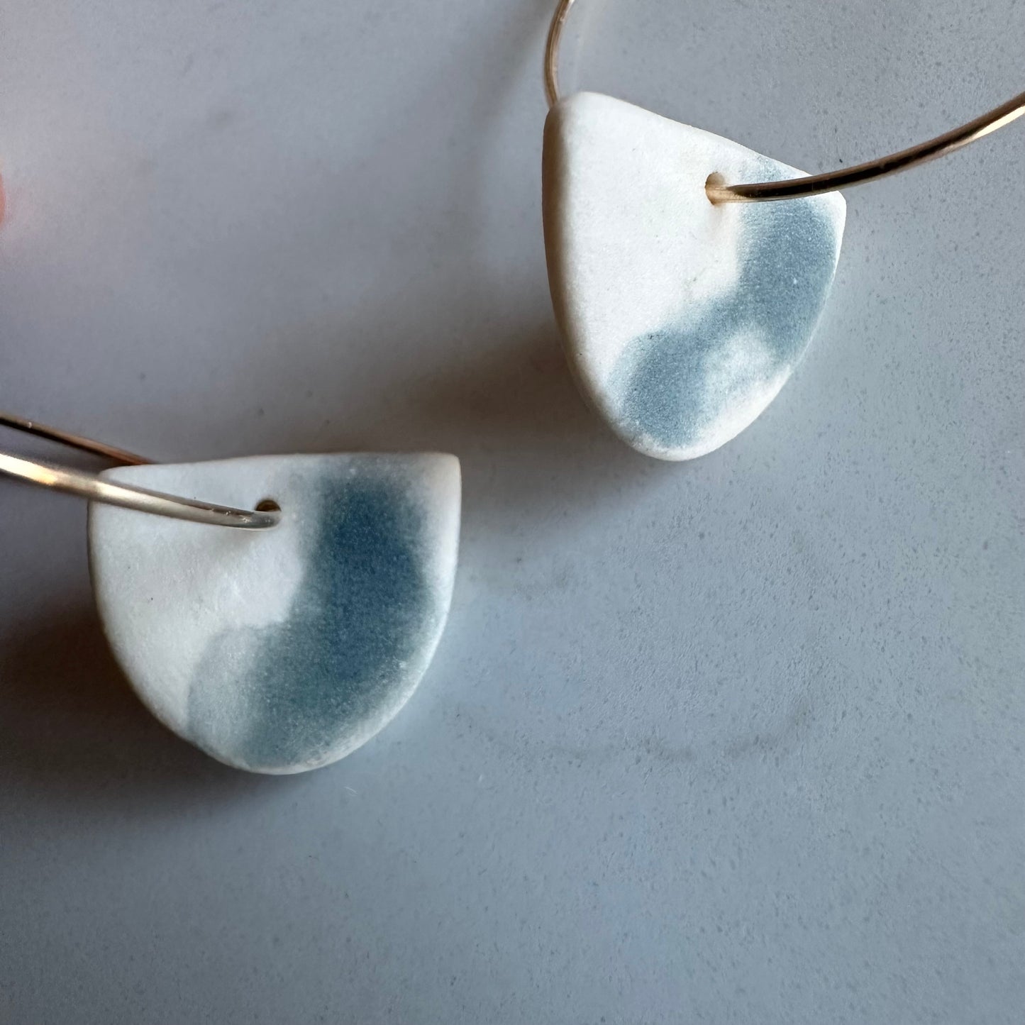 hazy steel droplet half-moon hoop earring