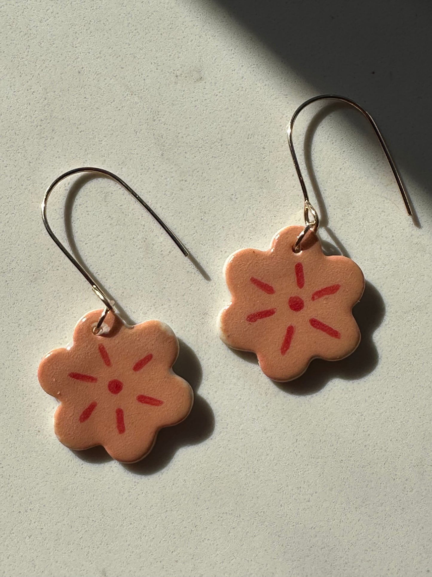 peach petal dangle earring