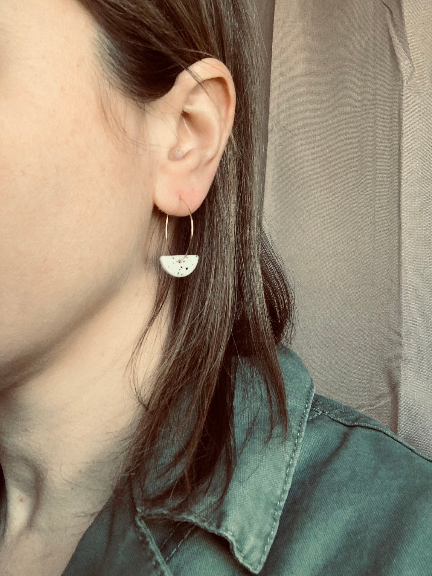 half-moon splatter hoop earring