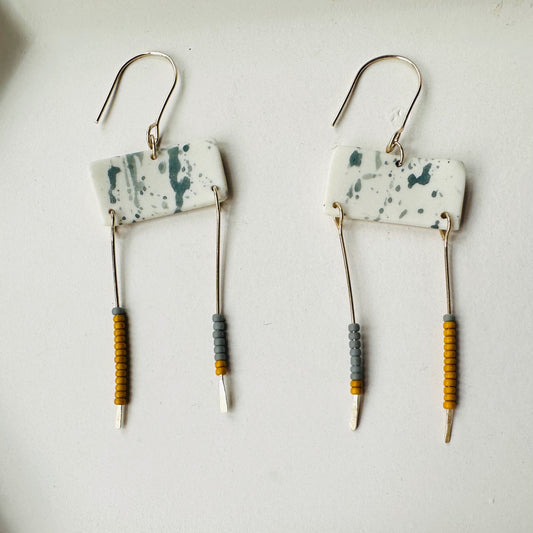 Beaded balance dangle earring