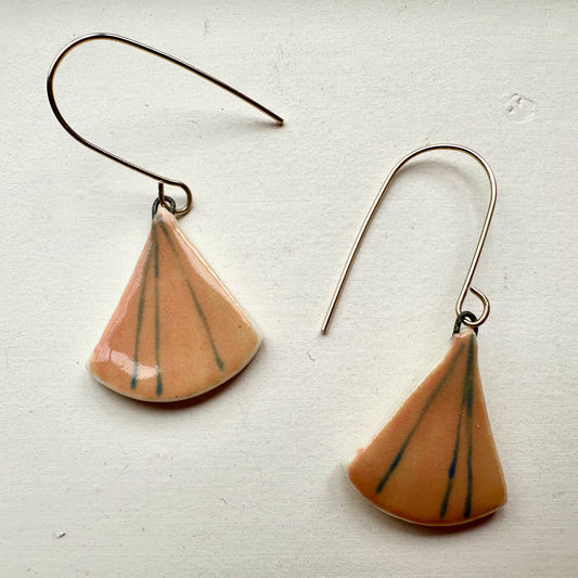 Painted fan dangle earring
