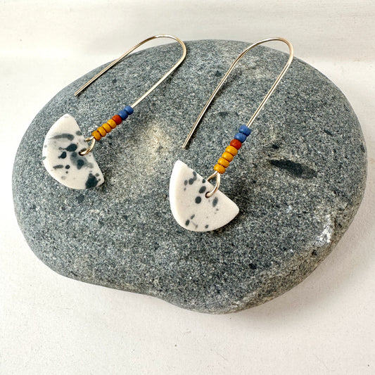 Beaded half-moon dangle earring