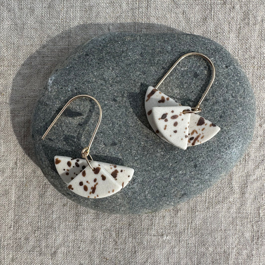 Layered moons dangle earring- cocoa flicker
