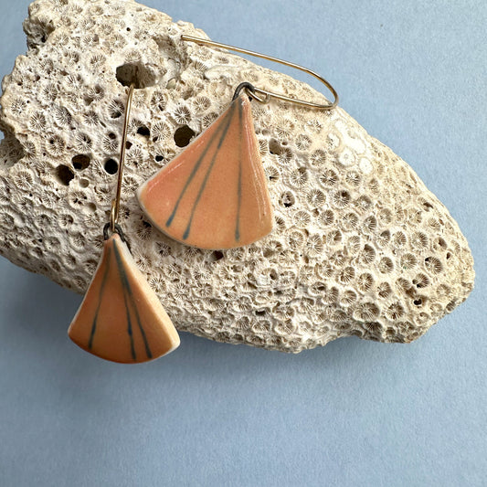 Painted fan dangle earring