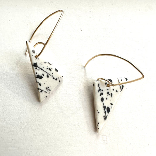 black splatter triangle matt dangle earring