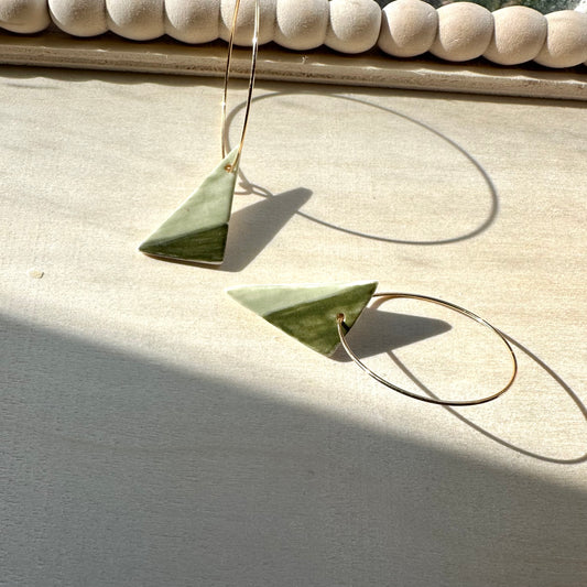 green triangle dangle earring