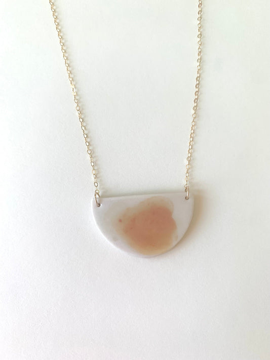 half moon peach droplet necklace