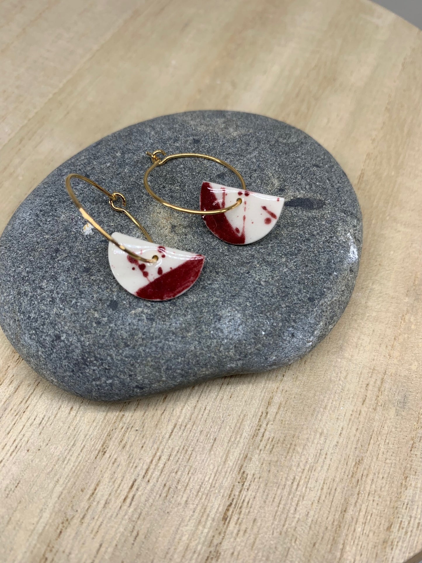 spilled cranberry cocktail hoop earring