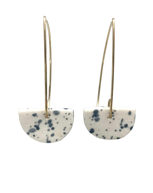 Speckled 3/4 moon dangle earring