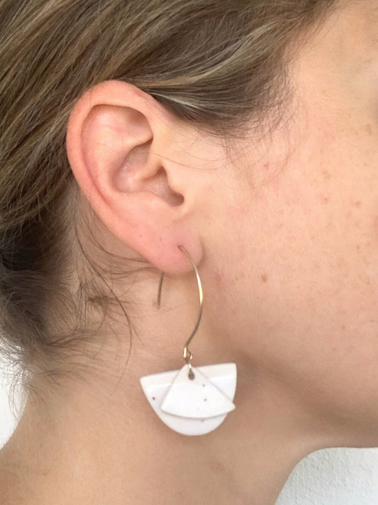 stacked geo pendant earring