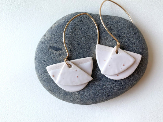 stacked geo pendant earring