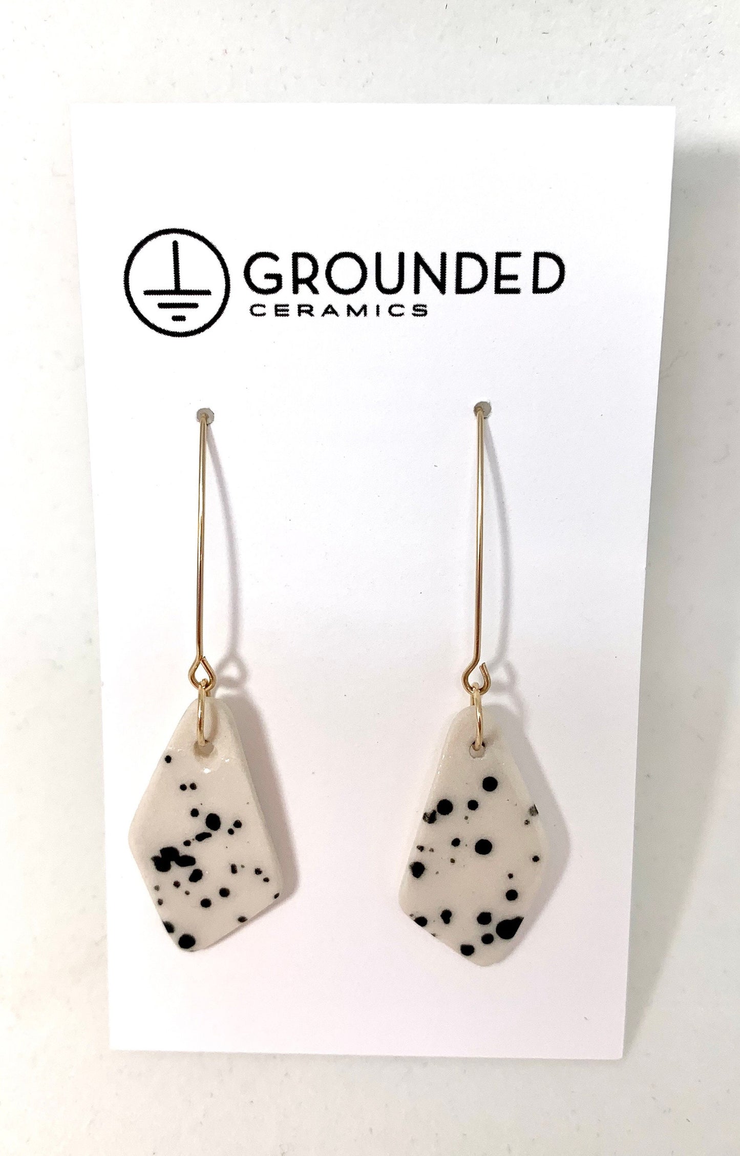 speckled geo drop earring